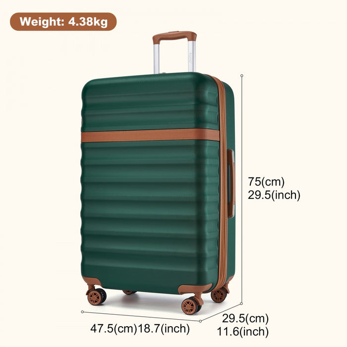Expandable Lightweight ABS+PC Hard Shell Check-In Suitcase with TSA Lock – 28-Inch – Green and Brown