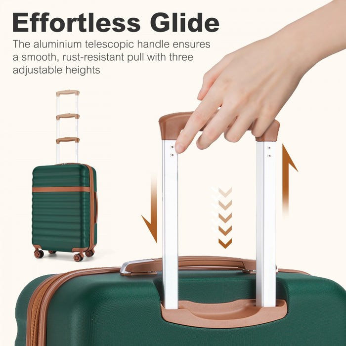 Expandable Lightweight ABS+PC Hard Shell Check-In Suitcase with TSA Lock – 28-Inch – Green and Brown