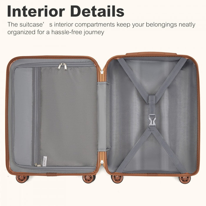 Expandable Lightweight ABS+PC Hard Shell Check-In Suitcase with TSA Lock – 28-Inch – Green and Brown
