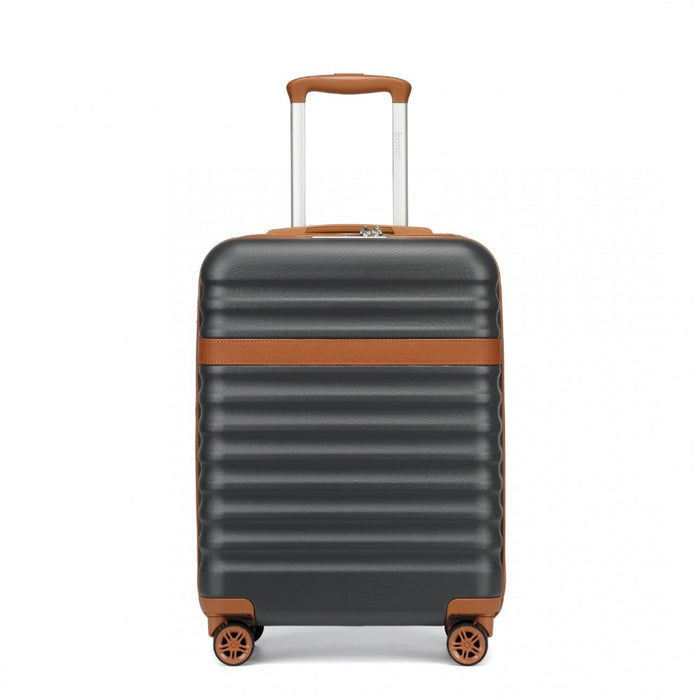 Lightweight ABS+PC Hard Shell Cabin Carry-On Suitcase with TSA Lock – 20-Inch – KSK2484 – Grey and Brown