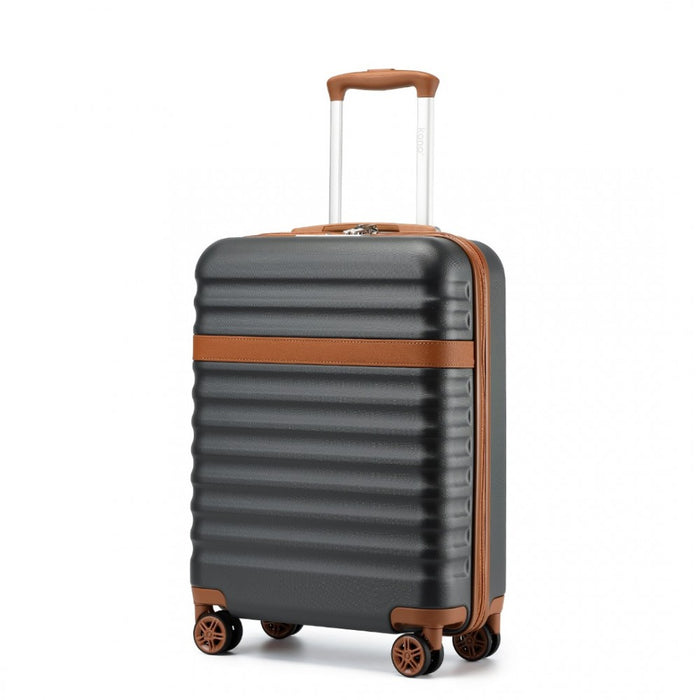 Lightweight ABS+PC Hard Shell Cabin Carry-On Suitcase with TSA Lock – 20-Inch – KSK2484 – Grey and Brown