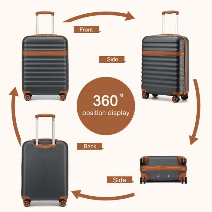 Lightweight ABS+PC Hard Shell Cabin Carry-On Suitcase with TSA Lock – 20-Inch – KSK2484 – Grey and Brown