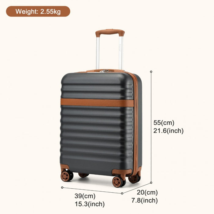 Lightweight ABS+PC Hard Shell Cabin Carry-On Suitcase with TSA Lock – 20-Inch – KSK2484 – Grey and Brown