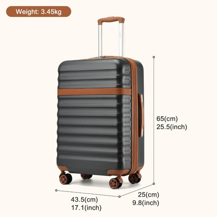 Expandable Lightweight ABS+PC Hard Shell Check-In Suitcase with TSA Lock – 24-Inch – Grey and Brown