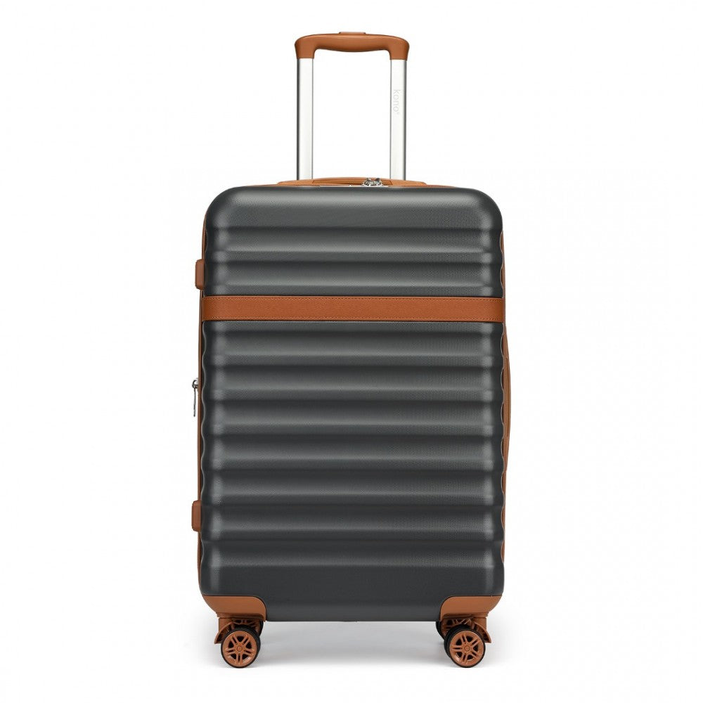 Expandable Lightweight ABS+PC Hard Shell Check-In Suitcase with TSA Lock – 28-Inch – Grey and Brown