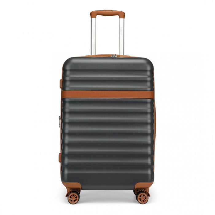 Expandable Lightweight ABS+PC Hard Shell Check-In Suitcase with TSA Lock – 28-Inch – Grey and Brown
