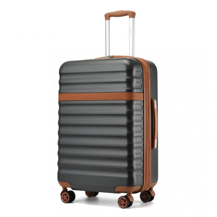 Expandable Lightweight ABS+PC Hard Shell Check-In Suitcase with TSA Lock – 28-Inch – Grey and Brown