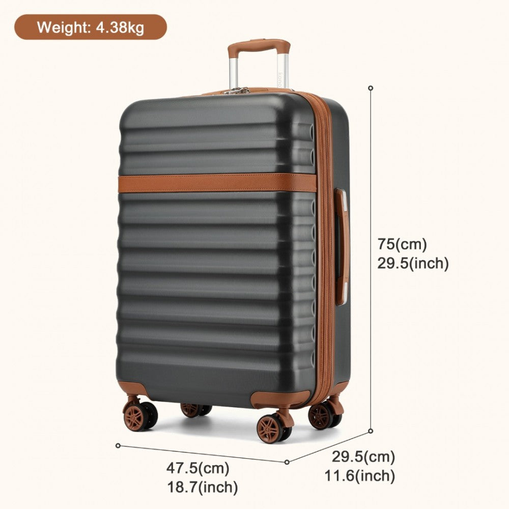 Expandable Lightweight ABS+PC Hard Shell Check-In Suitcase with TSA Lock – 28-Inch – Grey and Brown