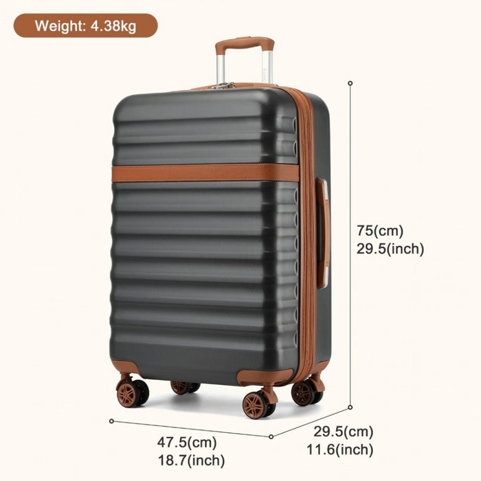 Expandable Lightweight ABS+PC Hard Shell Check-In Suitcase with TSA Lock – 28-Inch – Grey and Brown