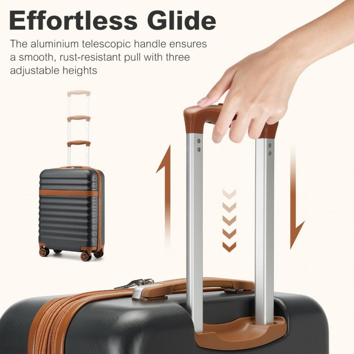 Expandable Lightweight ABS+PC Hard Shell Check-In Suitcase with TSA Lock – 28-Inch – Grey and Brown