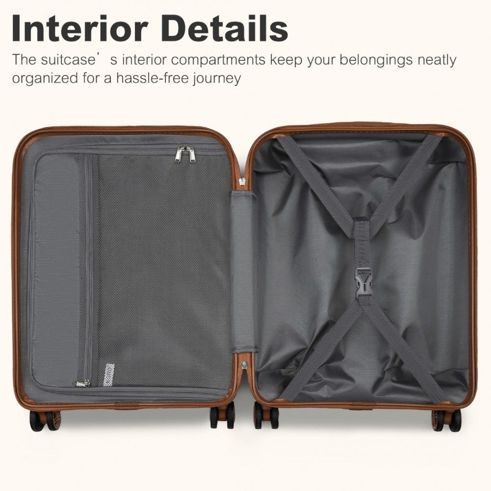 Expandable Lightweight ABS+PC Hard Shell Check-In Suitcase with TSA Lock – 28-Inch – Grey and Brown