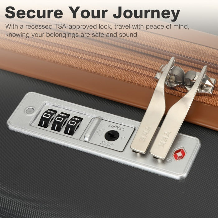 Expandable Lightweight ABS+PC Hard Shell Check-In Suitcase with TSA Lock – 24-Inch – Grey and Brown