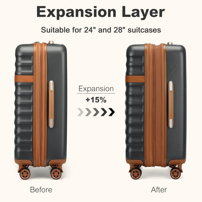 Expandable Lightweight ABS+PC Hard Shell Check-In Suitcase with TSA Lock – 24-Inch – Grey and Brown