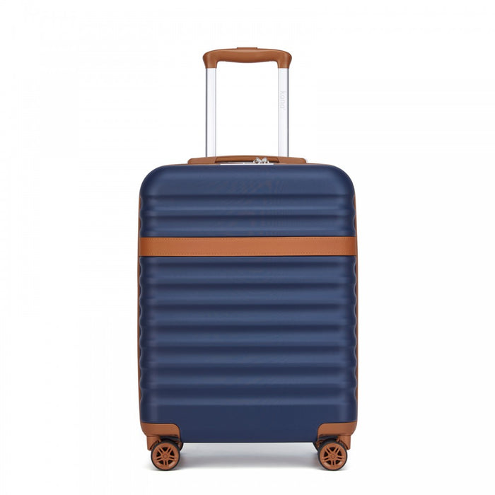 Lightweight ABS+PC Hard Shell Cabin Carry-On Suitcase with TSA Lock – 20-Inch – KSK2484 – Navy and Brown