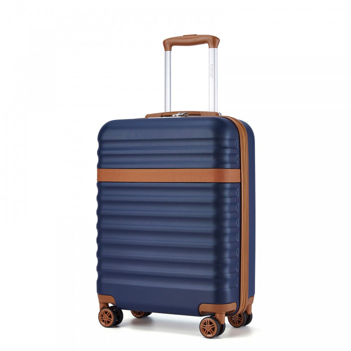 Lightweight ABS+PC Hard Shell Cabin Carry-On Suitcase with TSA Lock – 20-Inch – KSK2484 – Navy and Brown