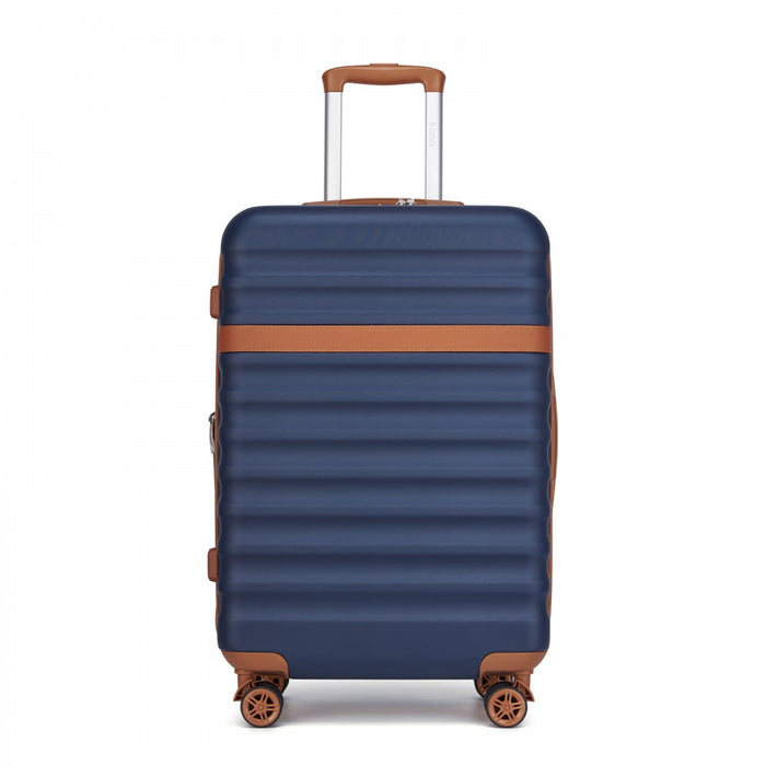 Expandable Lightweight ABS+PC Hard Shell Check-In Suitcase with TSA Lock – 24-Inch – Navy and Brown