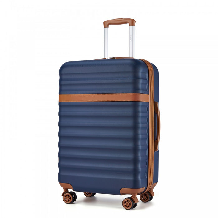 Expandable Lightweight ABS+PC Hard Shell Check-In Suitcase with TSA Lock – 24-Inch – Navy and Brown
