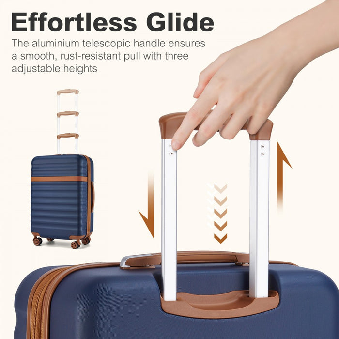 Expandable Lightweight ABS+PC Hard Shell Check-In Suitcase with TSA Lock – 24-Inch – Navy and Brown