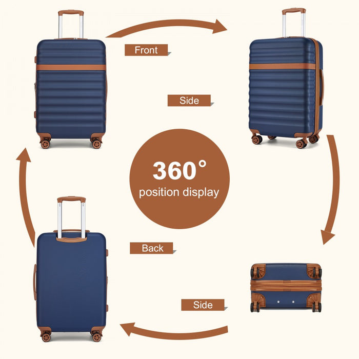 Expandable Lightweight ABS+PC Hard Shell Check-In Suitcase with TSA Lock – 24-Inch – Navy and Brown