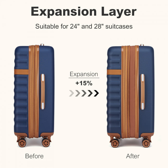 Expandable Lightweight ABS+PC Hard Shell Check-In Suitcase with TSA Lock – 24-Inch – Navy and Brown
