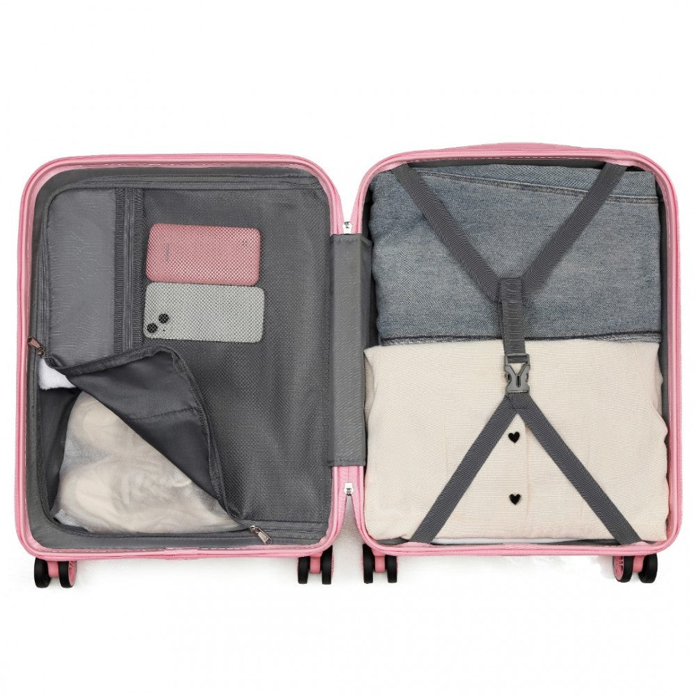 Lightweight ABS+PC Hard Shell Cabin Carry-On Suitcase with TSA Lock – 20-Inch – KSK2484 – Pink