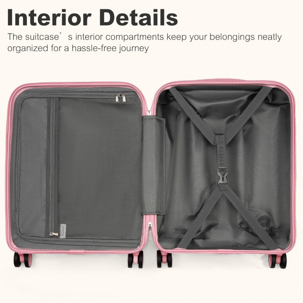 Lightweight ABS+PC Hard Shell Cabin Carry-On Suitcase with TSA Lock – 20-Inch – KSK2484 – Pink