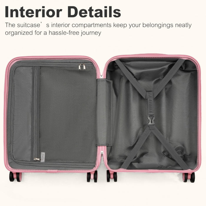 Lightweight ABS+PC Hard Shell Cabin Carry-On Suitcase with TSA Lock – 20-Inch – KSK2484 – Pink