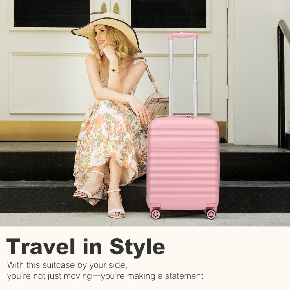 Lightweight ABS+PC Hard Shell Cabin Carry-On Suitcase with TSA Lock – 20-Inch – KSK2484 – Pink