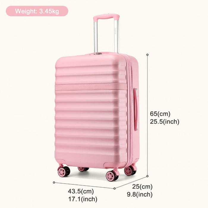 Expandable Lightweight ABS+PC Hard Shell Check-In Suitcase with TSA Lock – 24-Inch – Pink