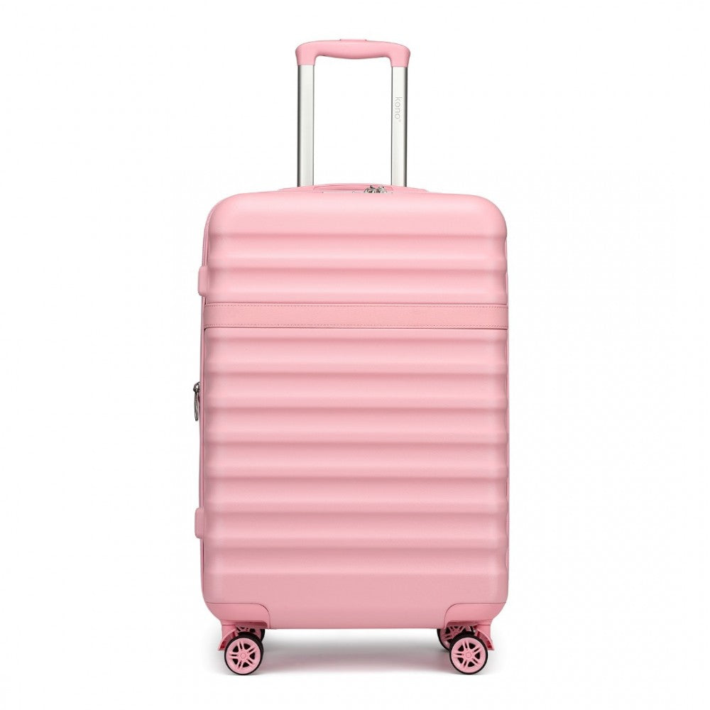 Expandable Lightweight ABS+PC Hard Shell Check-In Suitcase with TSA Lock – 28-Inch – Pink