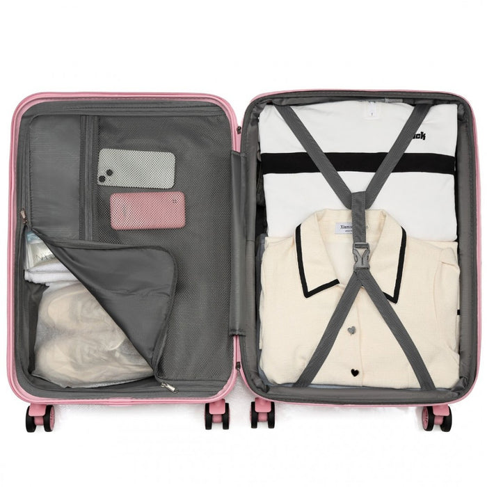 Expandable Lightweight ABS+PC Hard Shell Check-In Suitcase with TSA Lock – 28-Inch – Pink