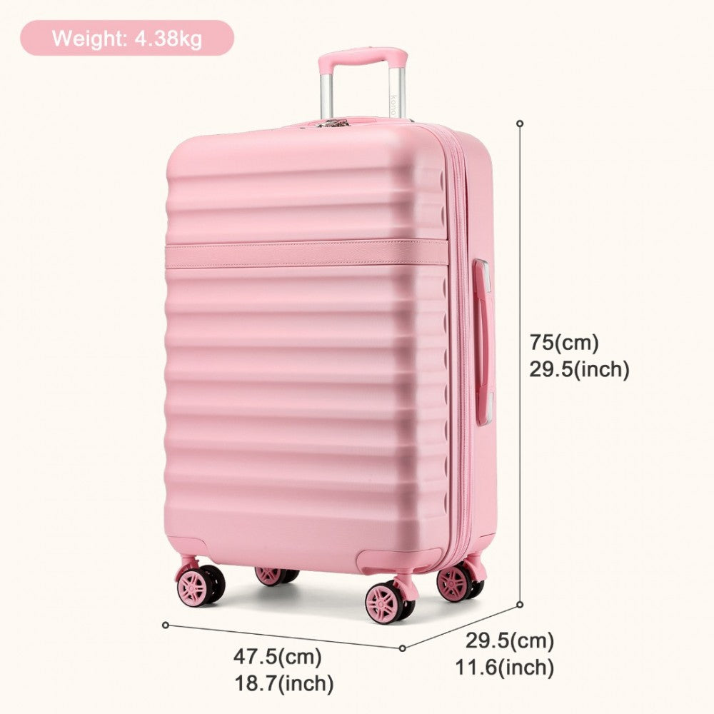 Expandable Lightweight ABS+PC Hard Shell Check-In Suitcase with TSA Lock – 28-Inch – Pink