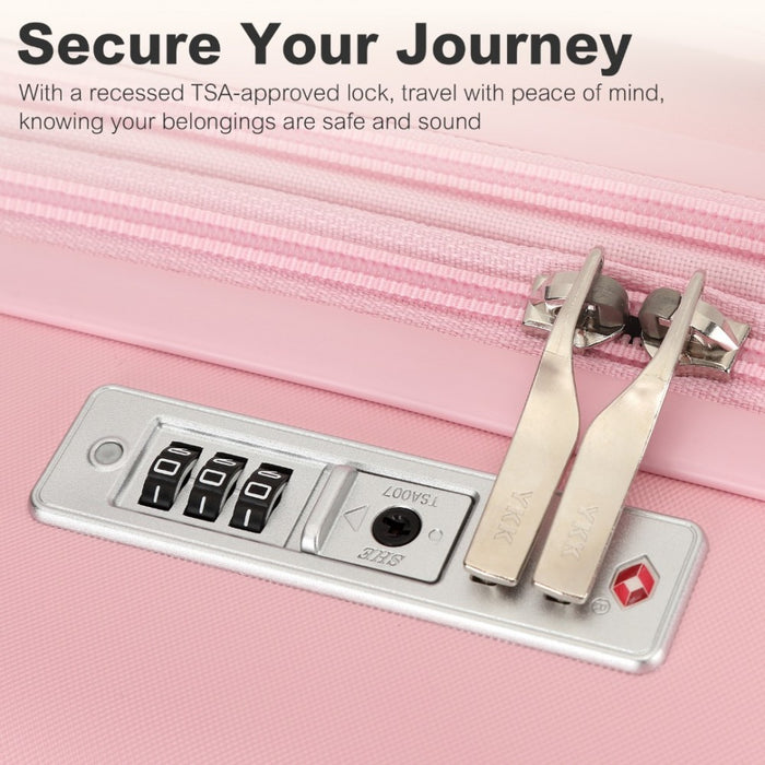 Expandable Lightweight ABS+PC Hard Shell Check-In Suitcase with TSA Lock – 24-Inch – Pink