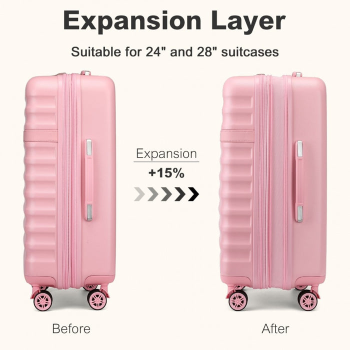 Expandable Lightweight ABS+PC Hard Shell Check-In Suitcase with TSA Lock – 28-Inch – Pink