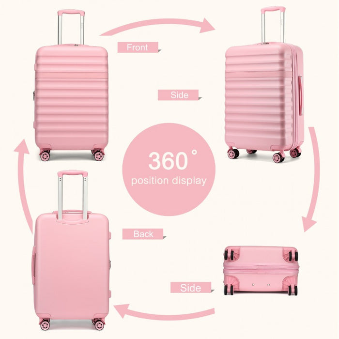 Expandable Lightweight ABS+PC Hard Shell Check-In Suitcase with TSA Lock – 24-Inch – Pink