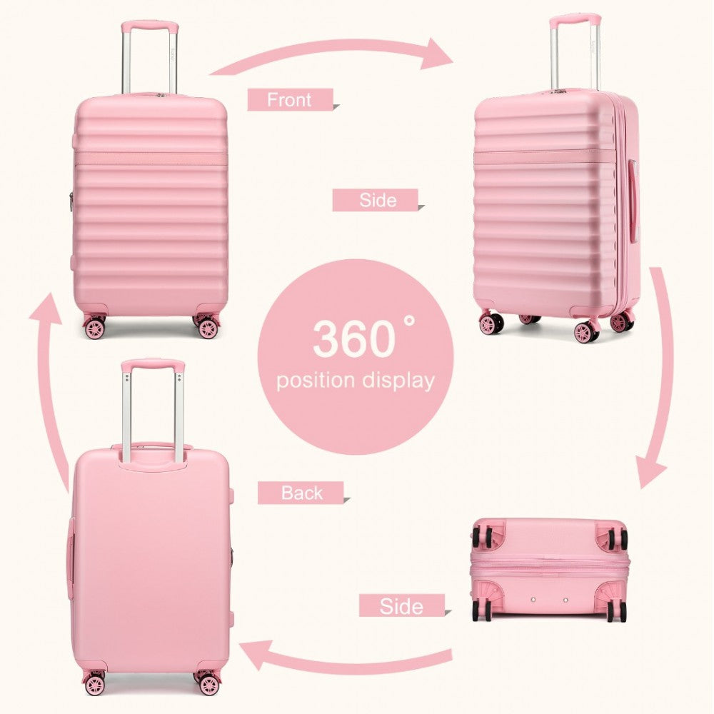 Expandable Lightweight ABS+PC Hard Shell Check-In Suitcase with TSA Lock – 28-Inch – Pink