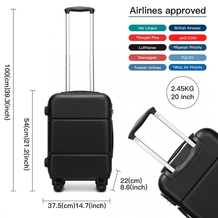 ABS Cabin Carry-On Suitcase with Secure Combination Lock – 20-Inch – Black