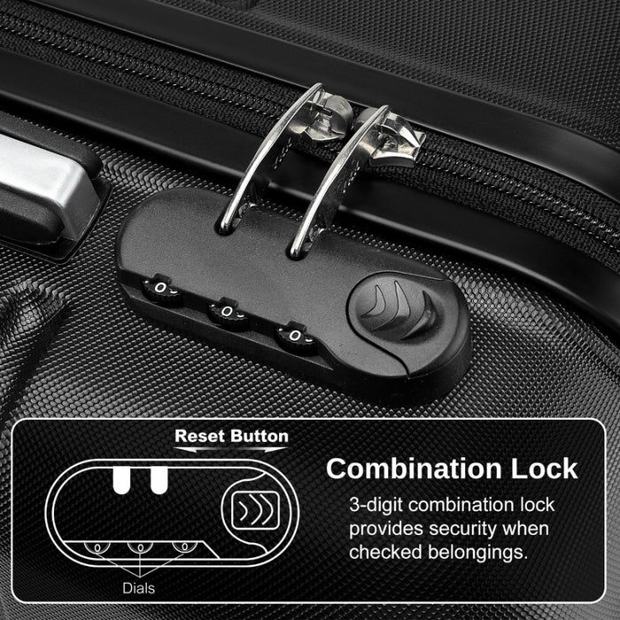 ABS Cabin Carry-On Suitcase with Secure Combination Lock – 20-Inch – Black