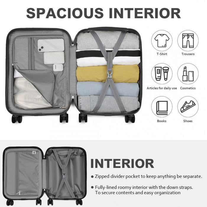 ABS Cabin Carry-On Suitcase with Secure Combination Lock – 20-Inch – Grey and Black