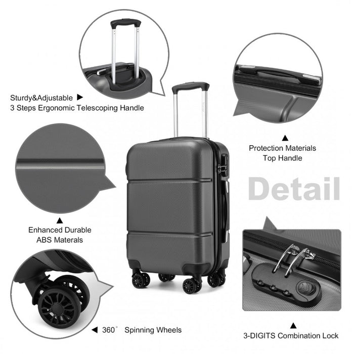 ABS Cabin Carry-On Suitcase with Secure Combination Lock – 20-Inch – Grey and Black