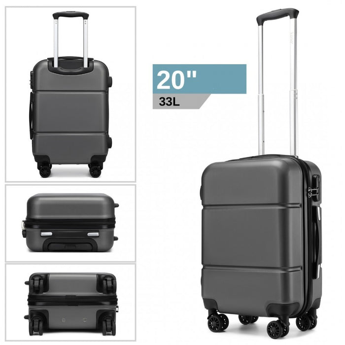 ABS Cabin Carry-On Suitcase with Secure Combination Lock – 20-Inch – Grey and Black