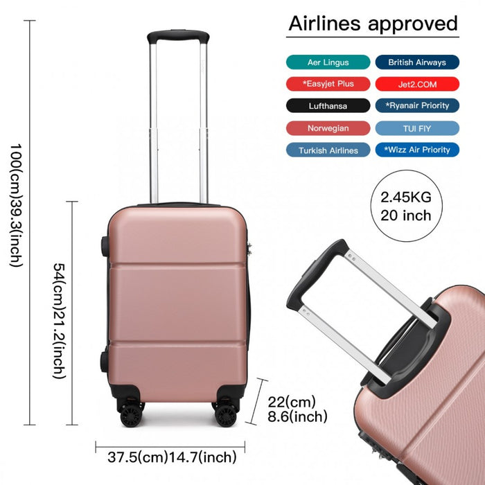 ABS Cabin Carry-On Suitcase with Secure Combination Lock – 20-Inch – Nude and Black