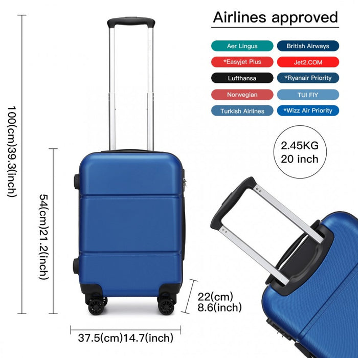 ABS Cabin Carry-On Suitcase with Secure Combination Lock – 20-Inch – Navy and Black