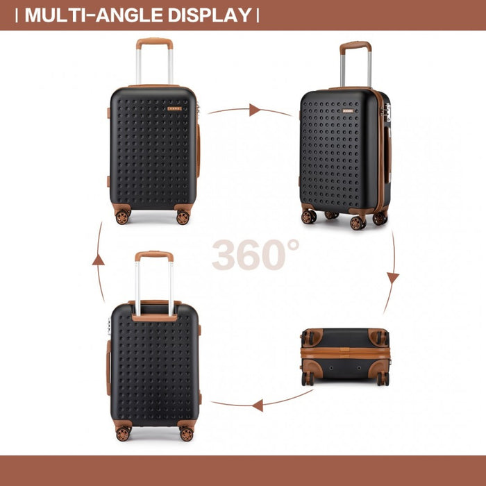Polka Dot ABS+PC Hard Shell Suitcase with TSA Lock – 28-Inch – Black and Brown