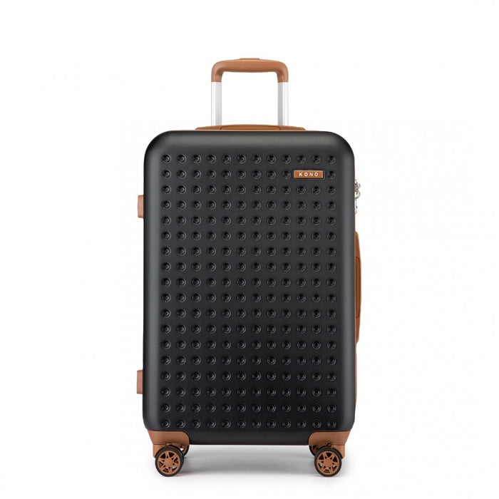Polka Dot ABS+PC Hard Shell Suitcase with TSA Lock – 28-Inch – Black and Brown
