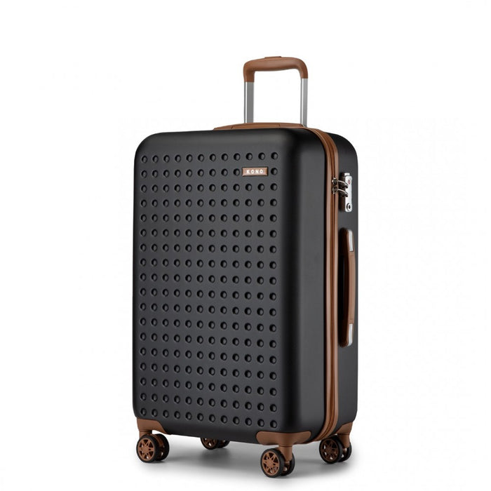 Polka Dot ABS+PC Hard Shell Suitcase with TSA Lock – 28-Inch – Black and Brown