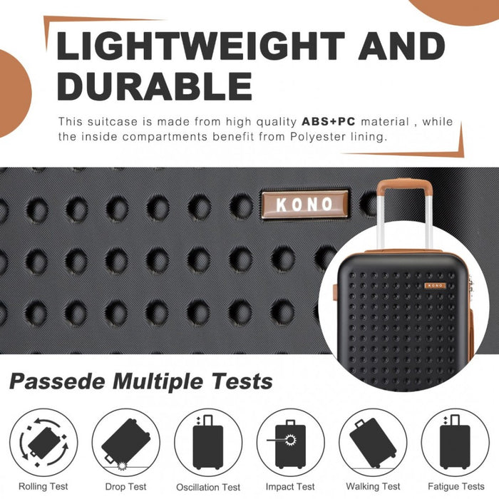 Polka Dot ABS+PC Hard Shell Suitcase with TSA Lock – 24-Inch – Black and Brown