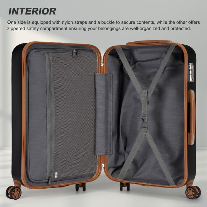 Polka Dot ABS+PC Hard Shell Suitcase with TSA Lock – 24-Inch – Black and Brown