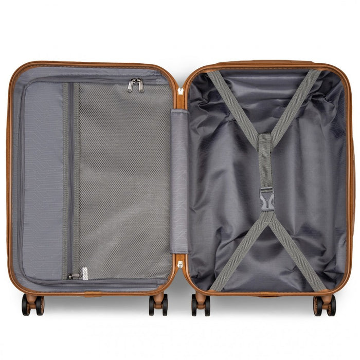 Polka Dot ABS+PC Hard Shell Cabin Suitcase with TSA Lock – 20-Inch – Cream and Brown