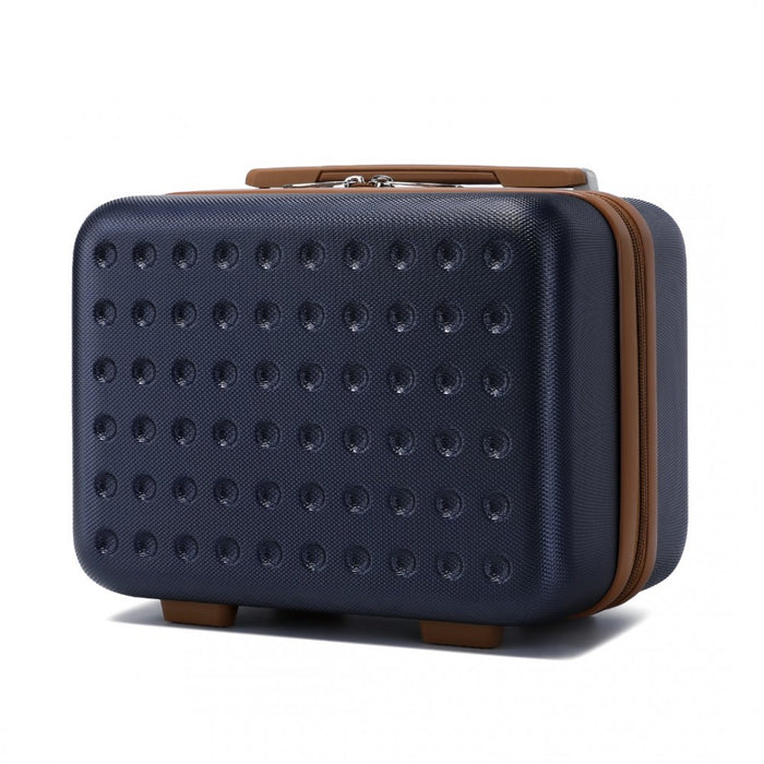 Polka Dot ABS+PC Hard Shell Vanity Case – 13-Inch – Navy and Brown